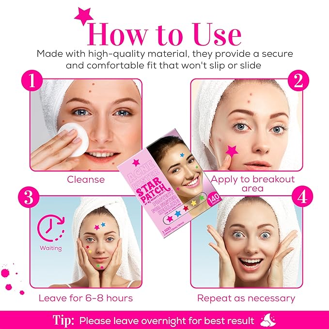 My Beauty Spot Pimple Patches - Cute Acne Patches for Face (140 Patches) with Hydrocolloid, Tea Tree Extract & Salicylic Acid, Colorful Fun Designs - Pimple Patches for Face Acne Spot Treatment