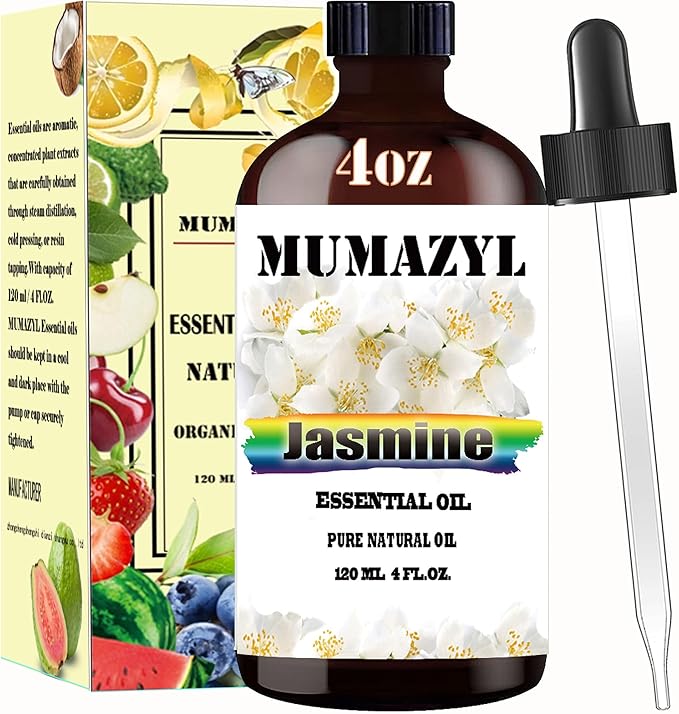Jasmine Essential Oil, Jasmine Oil 4 Fl Oz 120ML for Diffuser Humidifier Yoga Cleaning DIY Candle Soap Making Essential Oils