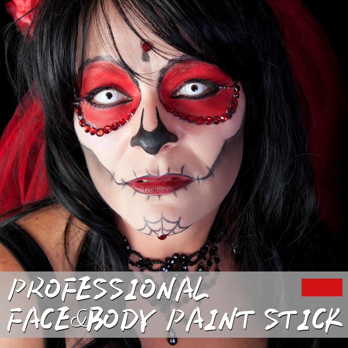 Red Face Body Paint Stick, Eye Black Stick for Sports, Waterproof Full-Coverage Red Face Makeup for Halloween Zombie Clown Vampire Joker Devil Cosplay Makeup