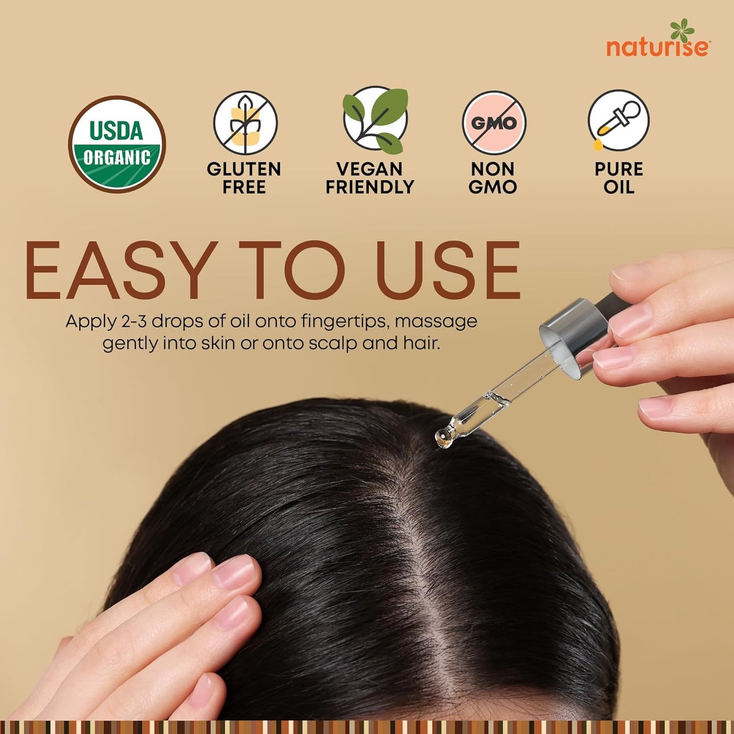 Organic Argan Oil for Hair & Skin – Cold Pressed, Unrefined, Pure Argan Oil of Morocco for Face Skin Moisture & Hair Growth – Non-GMO, Gluten Free Oils with Vitamins & Fatty Acids (2 fl. oz.)