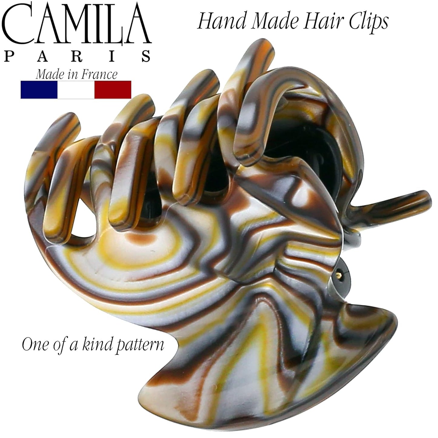Camila Paris CP3180 French Hair Clip for Women, Handmade, Onyx, Small Girls Hair Claw Clips Jaw, Durable Styling Hair Accessories for Women, Strong Hold No Slip Grip, Made in France