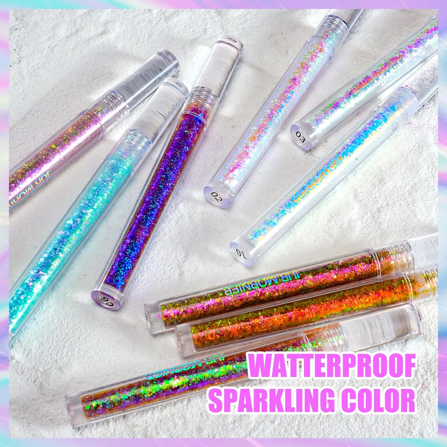 Multichrome Liquid Eyeshadow Set,3 Colors Multi-Dimensional Eye Liner Makeup,High Pigment Waterproof Metallic Eye Shadow,Ultre Fine Tip Glitter Eyeshadow (A04+A05+A06)