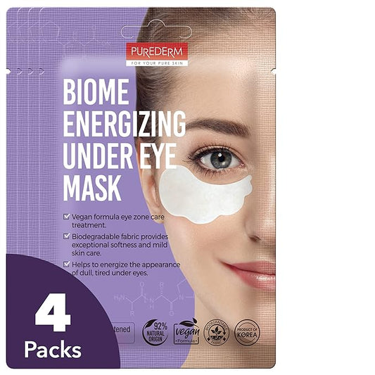 Purederm Biome Energizing Under Eye Mask (4 Pack) – Rich Biome Under Eye Patches for improving skin barrier & Moisturizing
