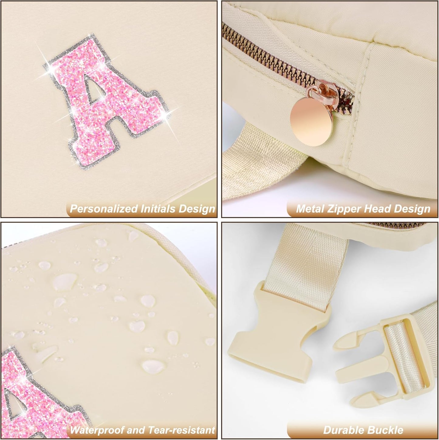 Fanny Pack Belt Bag Crossbody Bags with Initials Letter Patch Trendy Stuff for Teens Cute Stuff Birthday Gifts for Teenager Girls | Khaki,Initial A