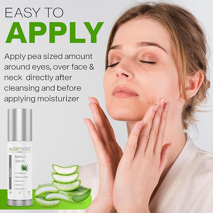 2.5% Retinol Serum for Face + Hyaluronic Acid, Aloe Vera, Vitamin E Oil, Jojoba Oil, Vitamin C Serum – Face Toner, Pore Minimizer, Acne Treatment, Reduces Wrinkles Fine Lines, Age Spots .5oz