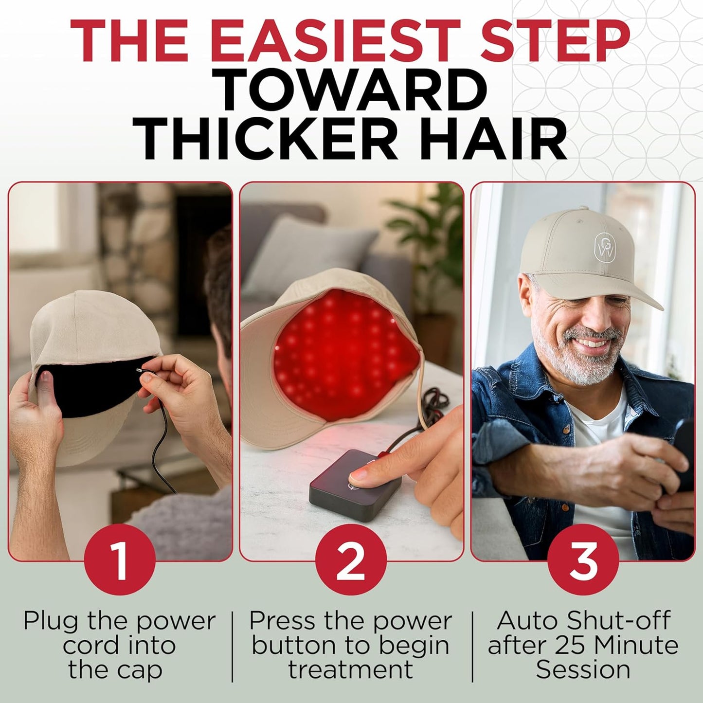 Red Light Therapy Hair Growth Cap – FDA Cleared Laser Treatment for Hair Regrowth and Reduced Shedding – LED & Laser Red Light Therapy Clinically Proven in Double-Blind Studies -Beige