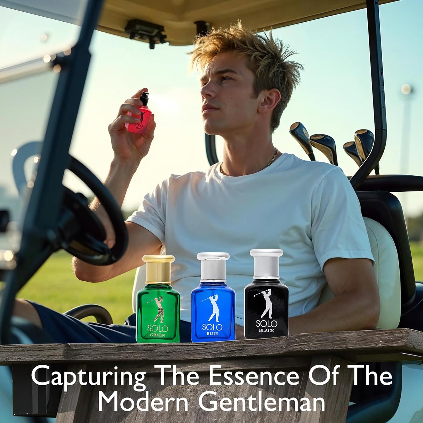 NovoGlow Solo 4-Piece Mini Fragrance Set for Men EDP - Solo Red, Blue, Black & Green - Combination of Woody, Citrus & Spicy Scents - Suitable For All Skin Types - Free of Paraben Each in 30ml Bottle