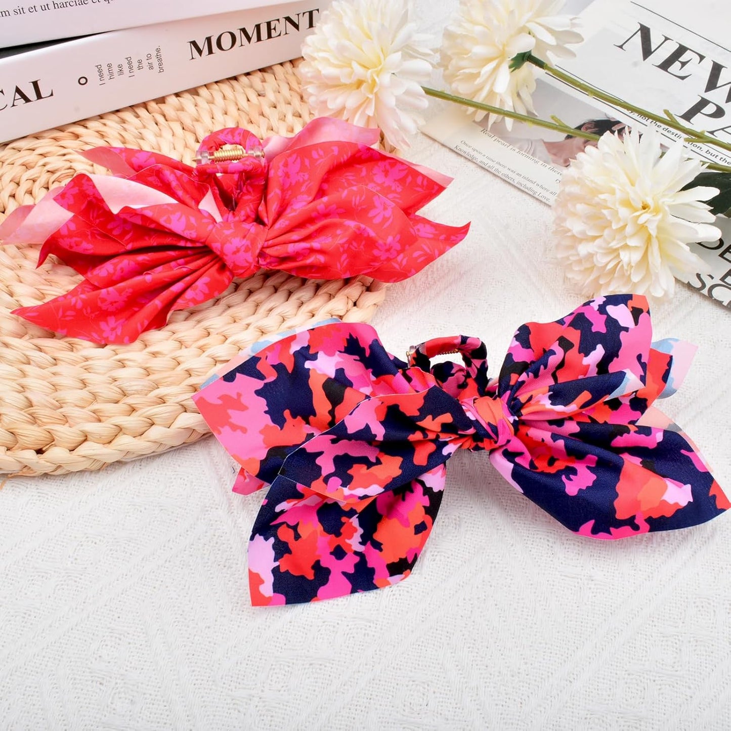 Bow Claw Clips Bow Hair Clips 2PC Red Big Hair Bows for Women Butterfly Styling Large Hair Clips for Thick Hair for Girls Hair Accessories for Teen