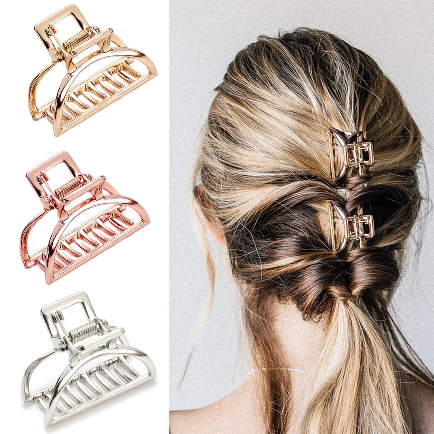 6 Packs Metal Hair Claw Clips, Lady Thick Hair Catch Barrette, Large&Mini Non-slip Hair Jaw Clamp Clips Styling Fashion Accessories for Women Girls