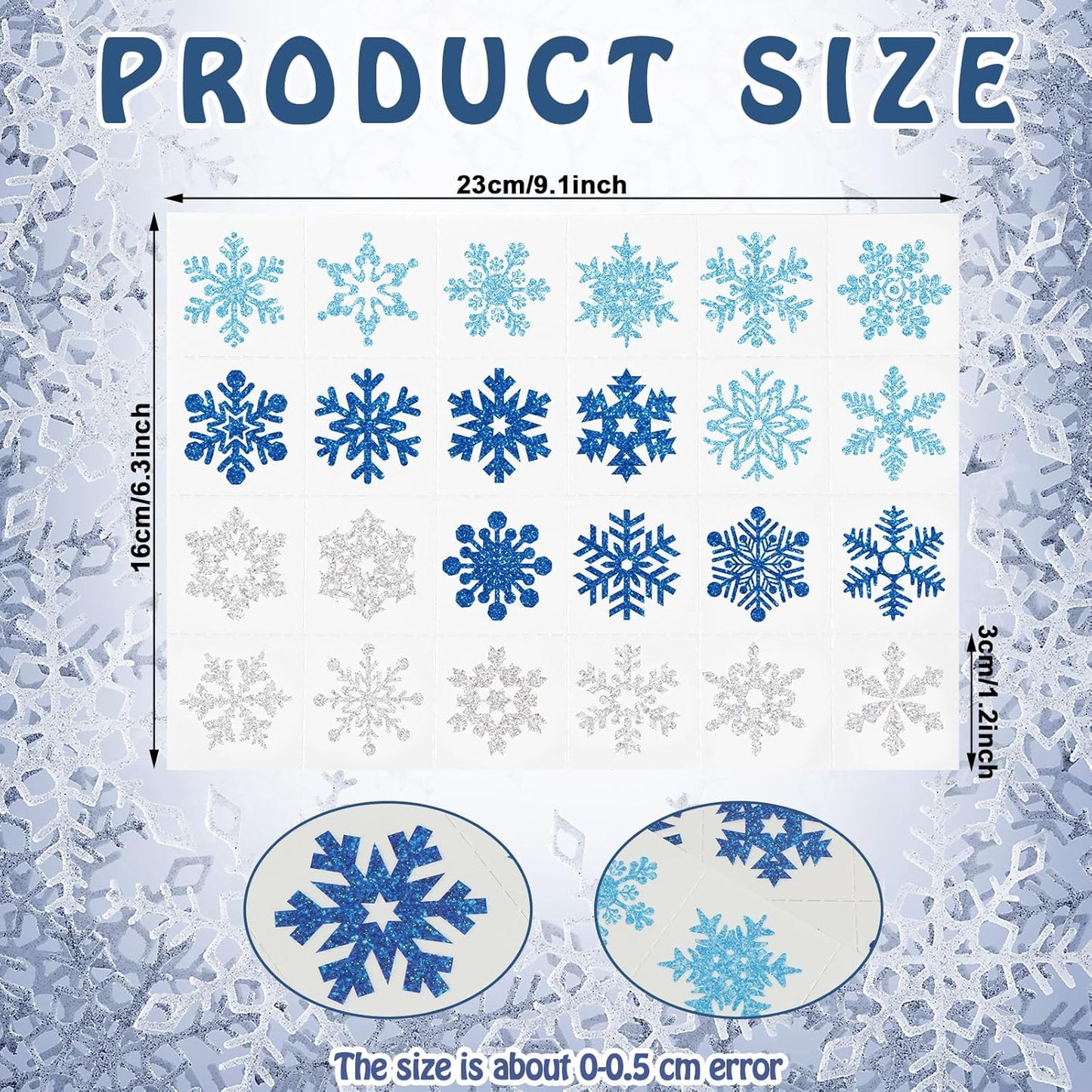 Nosiny 240 Pcs Temporary Tattoos - Winter Snowflake Glitter Tattoos Blue Silver Snowflake Sticker Tattoo Winter Apparel Accessories for Body Face Kids Women Party Favors