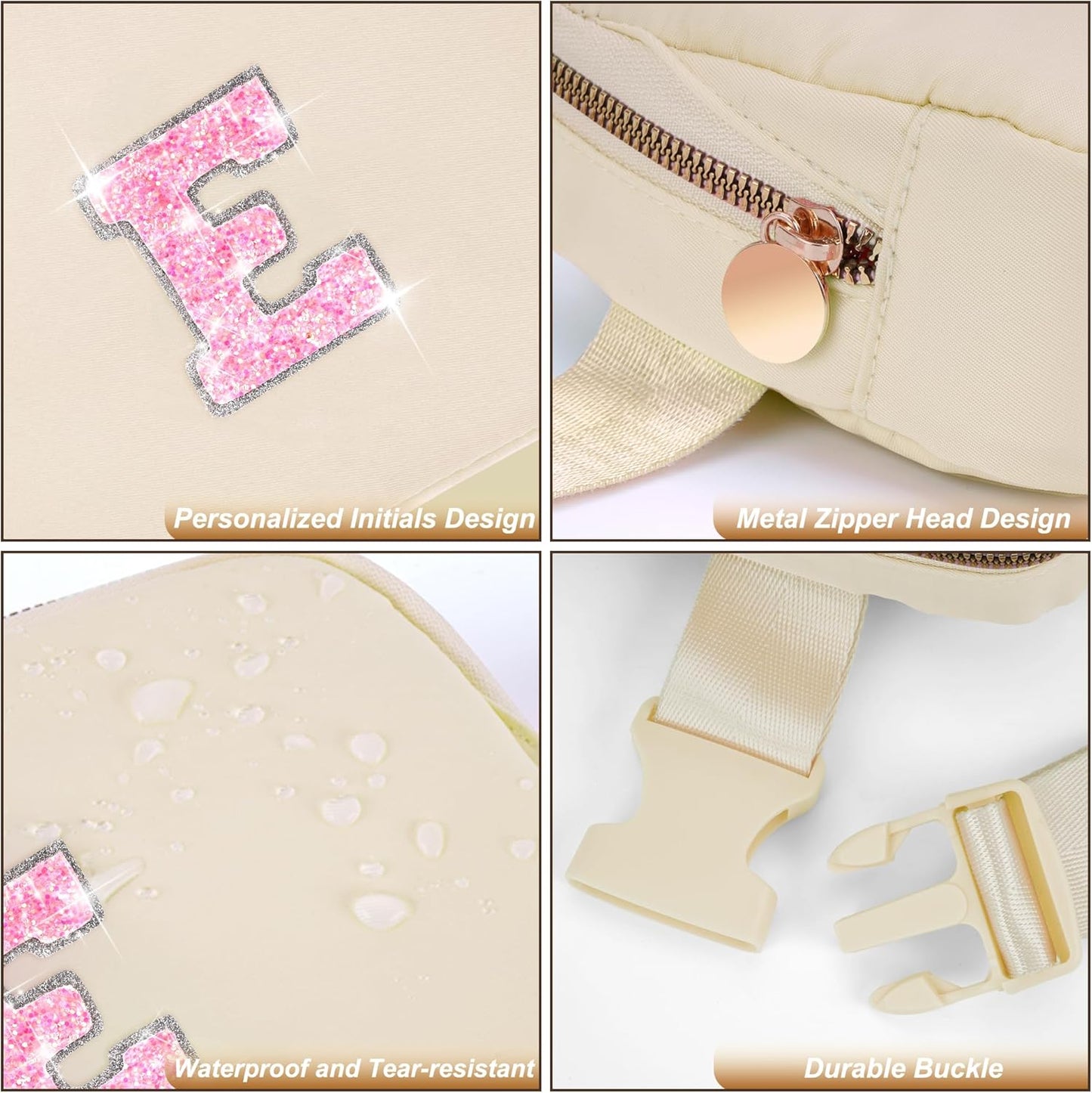 Fanny Pack Belt Bag Crossbody Bags with Initials Letter Patch Trendy Stuff for Teens Cute Stuff Birthday Gifts for Teenager Girls | Khaki,Initial E