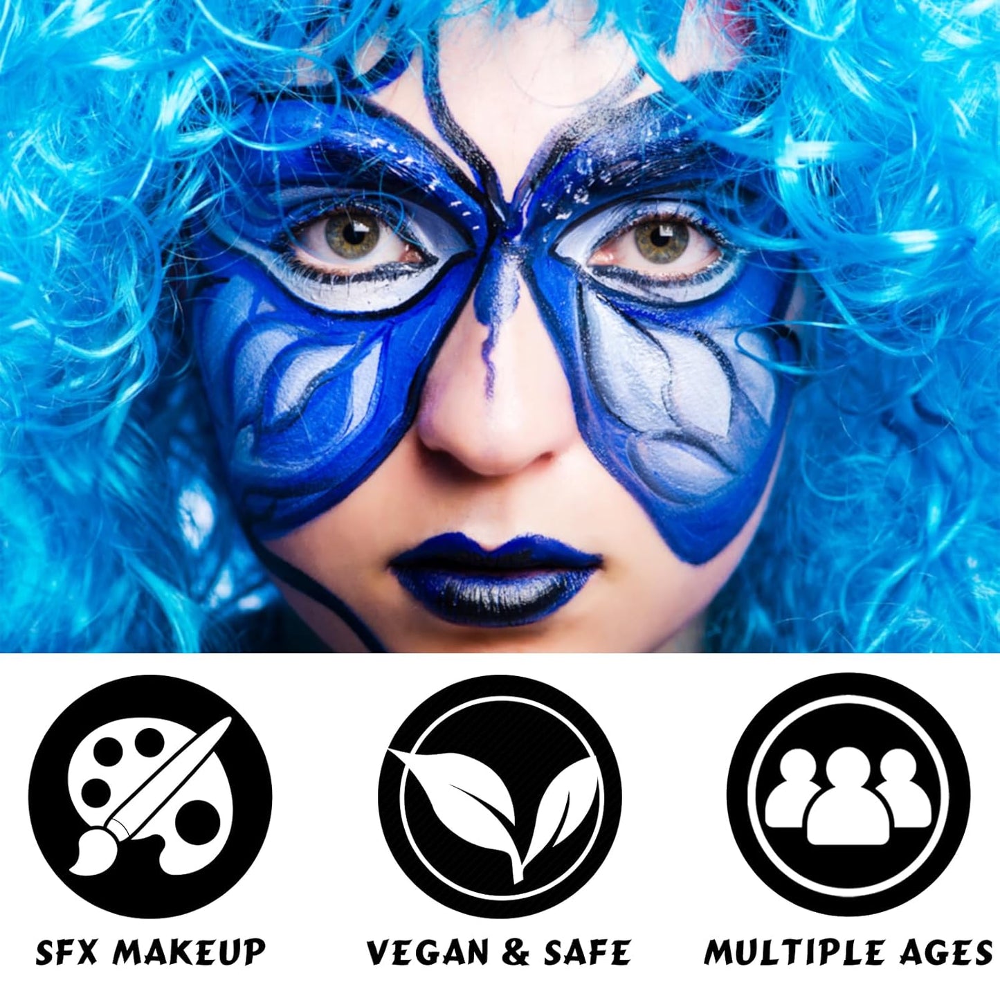 Blue Face Body Paint Stick, Eye Black Stick for Sports, Waterproof Full-Coverage Blue Face Makeup for Halloween Avatar Sally Smurf Mystique Cosplay Makeup
