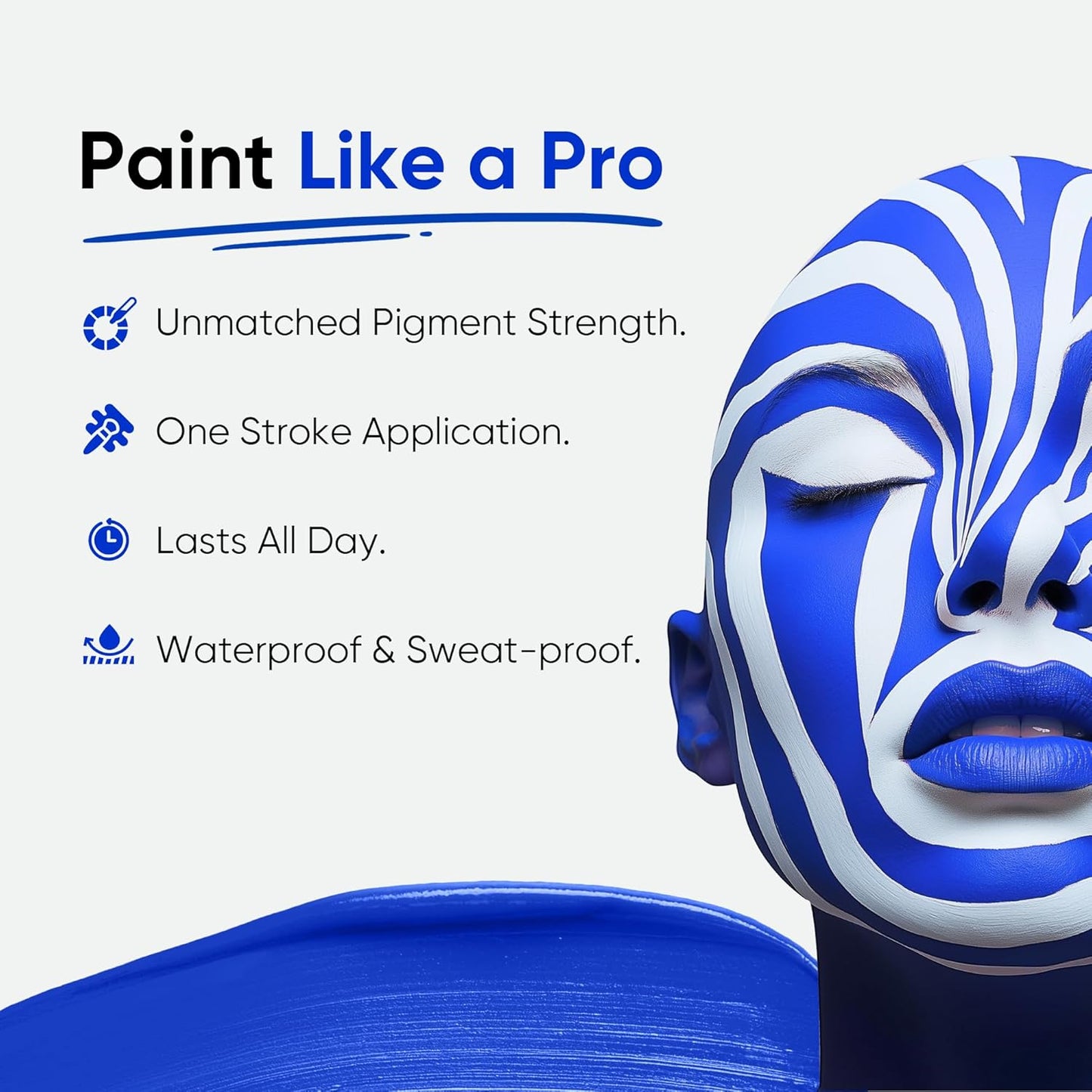 Blue Squid PRO Blue Face Paint Stick - Waterproof Blue Body Paint for Skin Adults & Kids Eye Black Baseball, Eyeblack Softball - Hypoallergenic Twist-Up Non-Toxic Makeup Stick for Cosplay, Sports, SFX