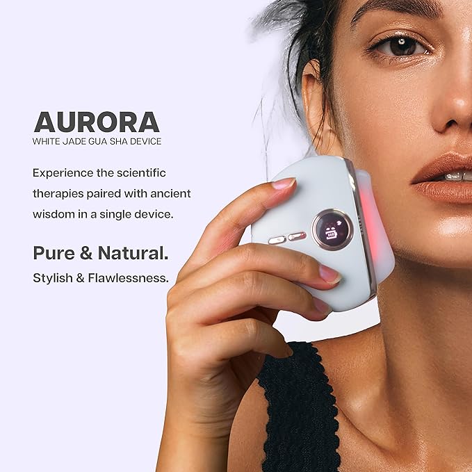 Aurora Gua Sha Device, VRAIKO Aurora-X Handheld Gua Sha Device, White Jade Stone Face Massagers