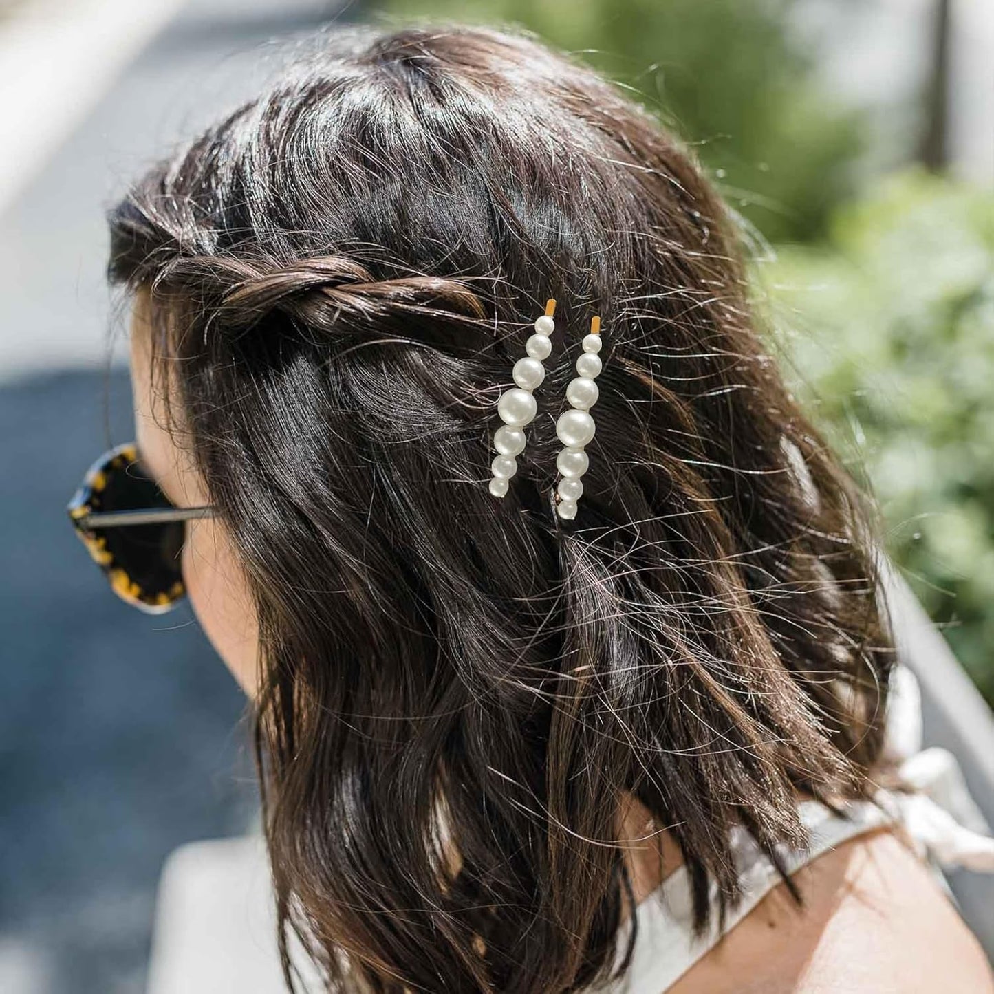 Pearl Hair Accessories for Women/Girls - 6PCS Large Hair Claws, Nonslip Decorative Bobby Pins, Spiral Ties for Thick/Thin Hair, Wedding Gifts (A-pearl)