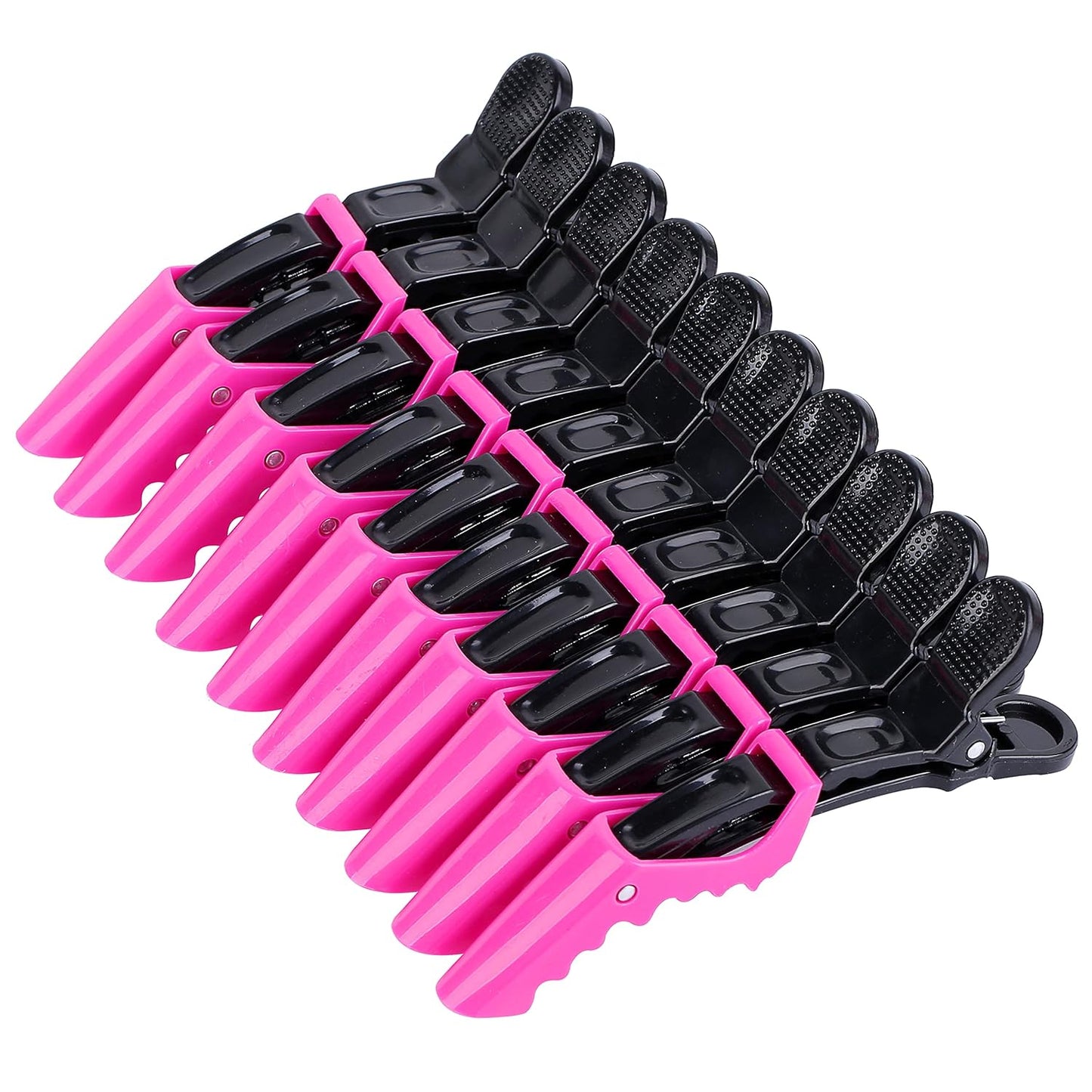 HH&LL Hair Clips for Women - Wide Teeth & Double-Hinged Design Alligator Styling Sectioning Clips of Professional Hair Salon Quality 10Pack (Rose Red)