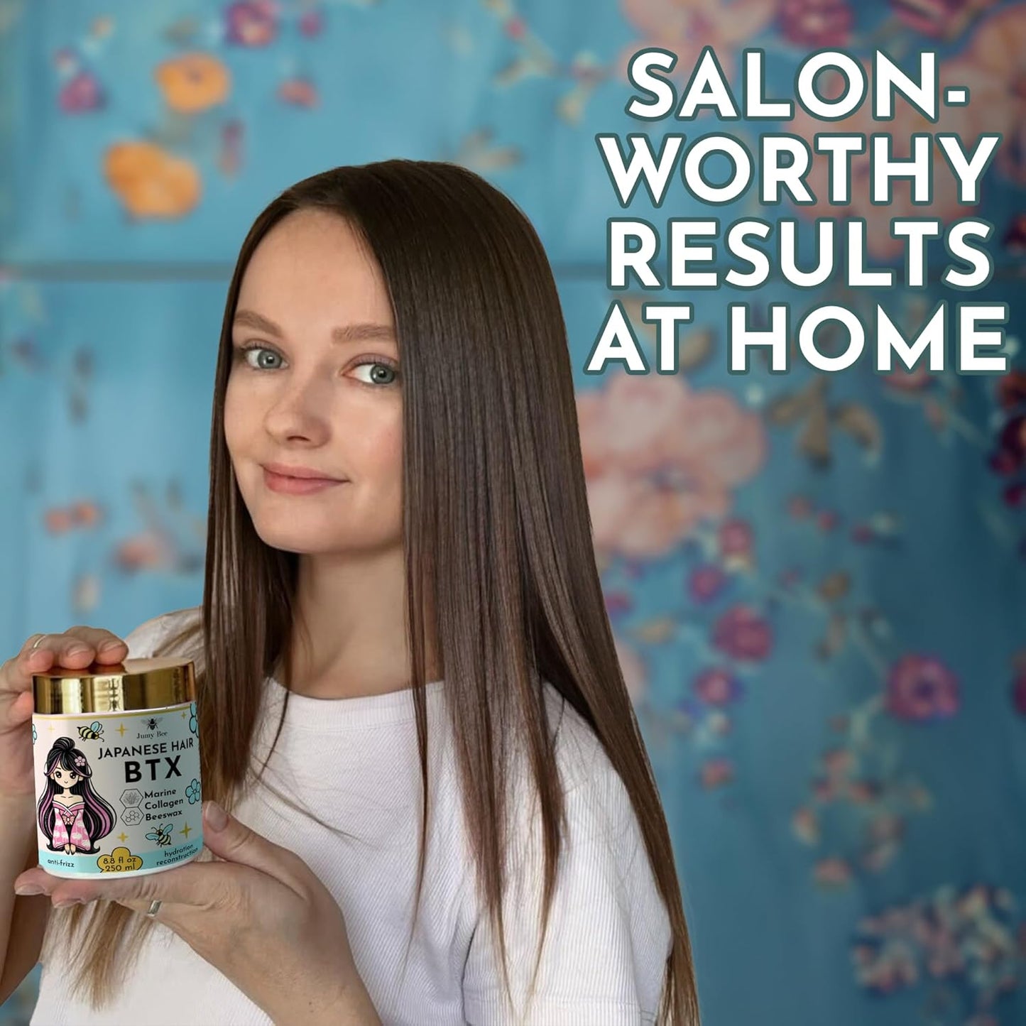 HAIR MASK FOR DAMAGED HAIR TREATMENT Japanese BTX - 8.8 oz Collagen & Keratin Treatment with Beeswax & Seaweed, Intense Hydration, Anti-Frizz,Formaldehyde-Free,Protein Coating for Dry and Damaged Hair