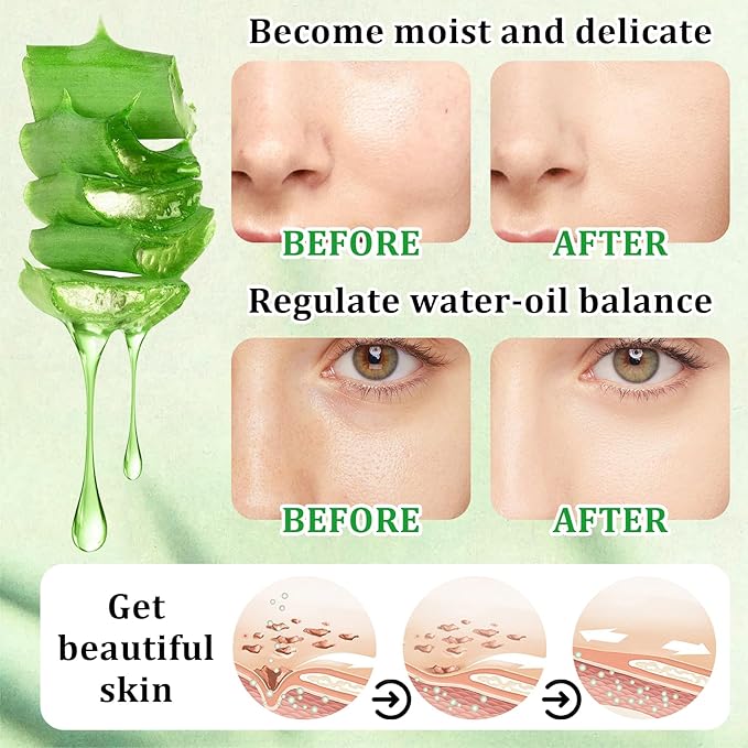 9 Pcs Aloe Vera Skin Care Set with Facial Cleanser,Toner,Face Serum,Face Cream,Eye Cream,Aloe Vera Gel,Hydrating Face Sheet Masks Skin Care Kit for Women and Men