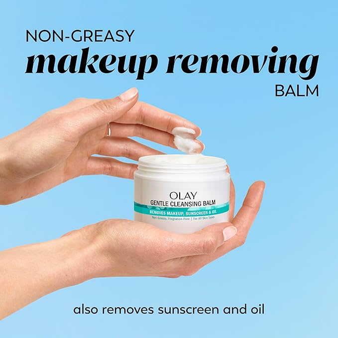 Olay Gentle Cleansing Balm Makeup Remover, Fragrance Free, 3.4 fl oz, Hydrating Face Cleanser Removes Makeup, Sunscreen and Oil