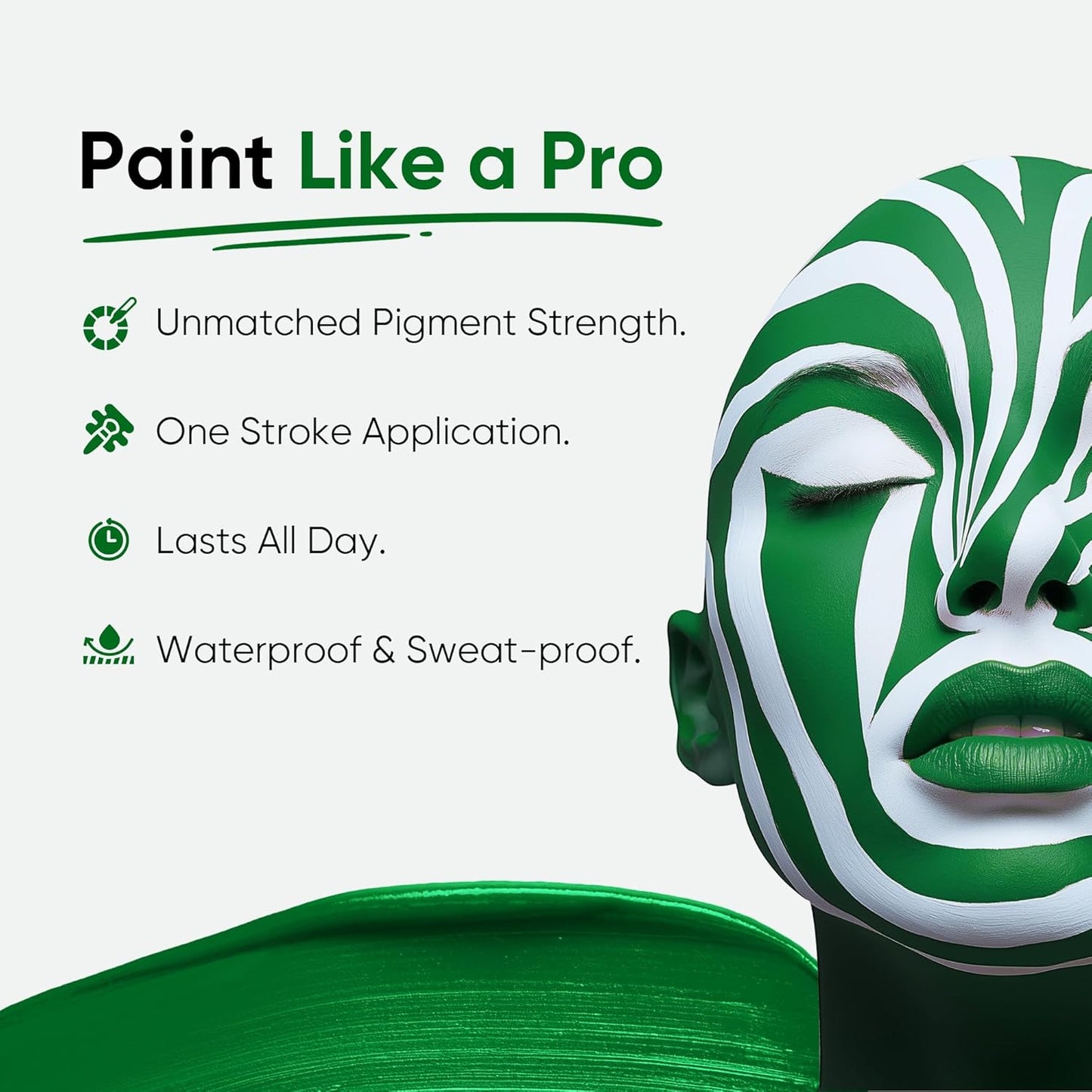 Blue Squid PRO Forest Green Face Paint Stick - Waterproof Body Paint for Adults & Kids Eye Black Baseball, Eyeblack Softball - Hypoallergenic Twist-Up Non-Toxic Makeup Stick for Cosplay, Sports, SFX