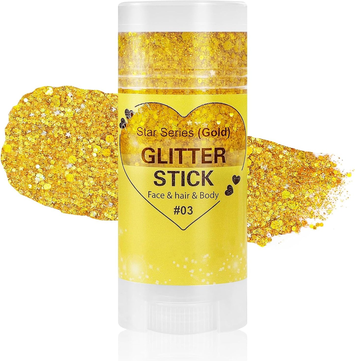 Mysense Gold Body Glitter Stick,Mardi Gras Accessories,Sparkling Face Hair Glitter,Mermaid Sequins Chunky Glitter Face Paint,Singer Concert Outfit Festival Rave Accessories for Women and Kids
