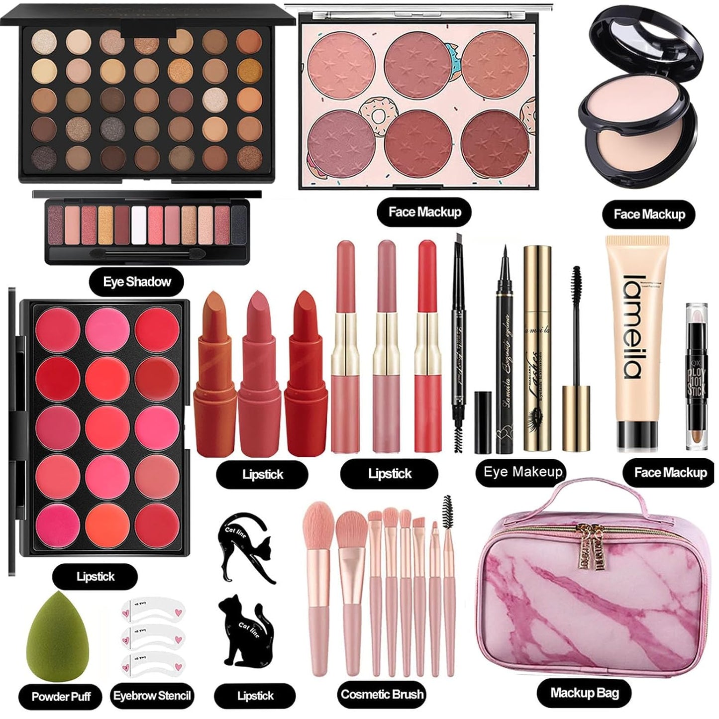 MISS ROSE M All In One Makeup Kit, Makeup Kit for Women Full Kit,Multipurpose Women's Cosmetics Set,Beginners and Professionals Alike,Easy to Carry(DLS-Pink)
