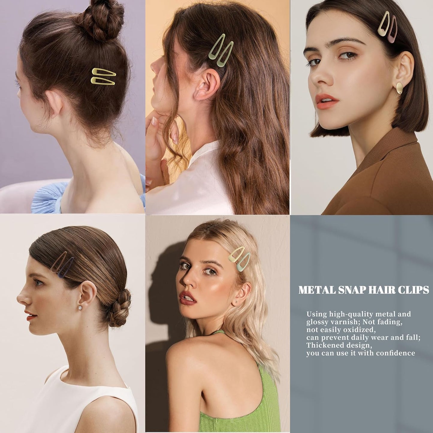 Small Hair Barrettes For Women No Slip Metal Snap Clips For Thin And Fine Hair,Matte Brown Yellow,20 PCS,1.97 x 0.5 Inch.