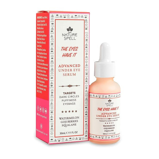Nature Spell Advanced Under Eye Serum with Watermelon & Goji Berries 1 Fl Oz– Targets Dark Circles, Puffiness & Eyebags – Anti Wrinkle Under Eye Cream - 100% Vegan – Made in the UK