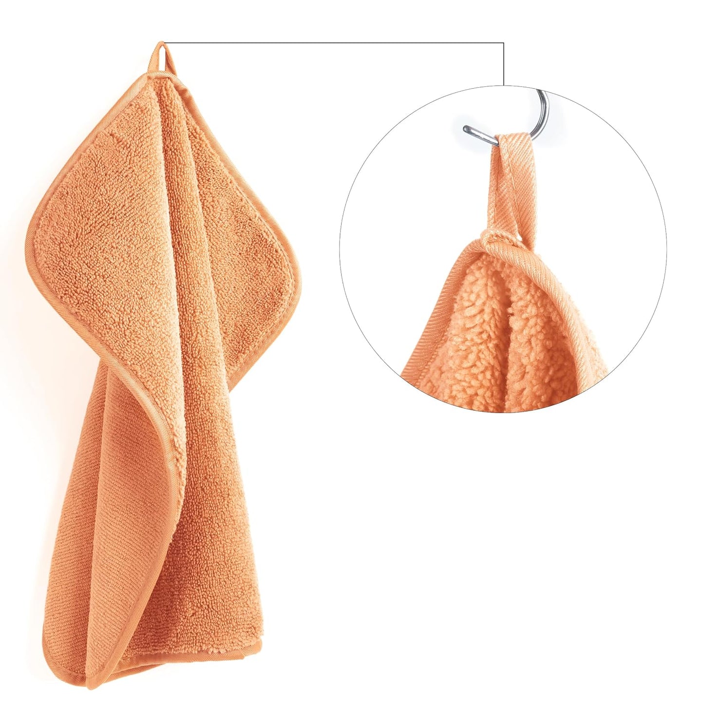 POLYTE Premium Lint Free Microfiber Washcloth Face Towel, 13 x 13 in, Set of 6 (Orange)