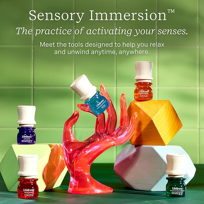 Lifelines Essential Oil Blends, 4-Pack - Blended Essential Oils with Precision Pump for Aromatherapy Diffusers - Long-Lasting Scented Fragrance - in Bloom (Joy, Calm, Focus & Energy)