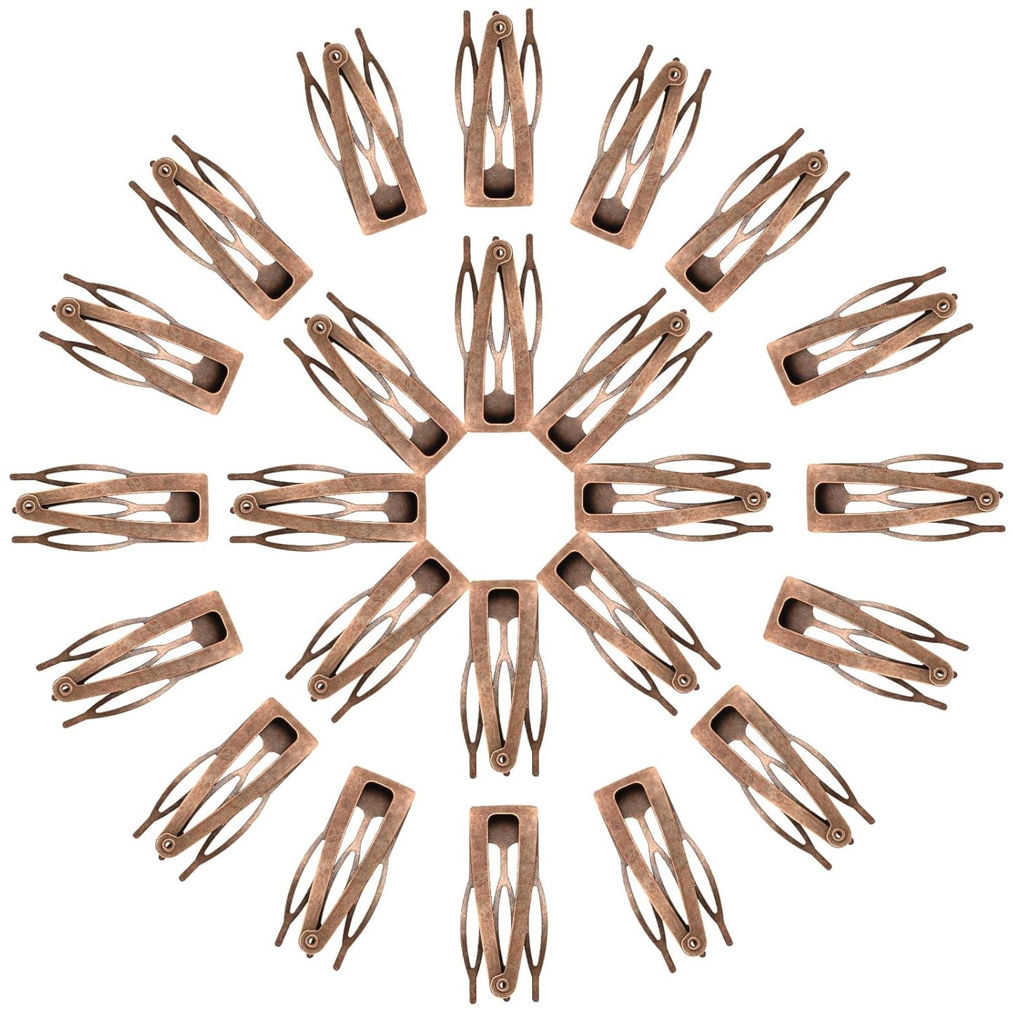 Chinco 24 Pcs Double Grip Hair Clips Metal Snap Clips Women Barrettes for Hair Making, Salon Supplies(Red Ancient Bronze,2 Inch)