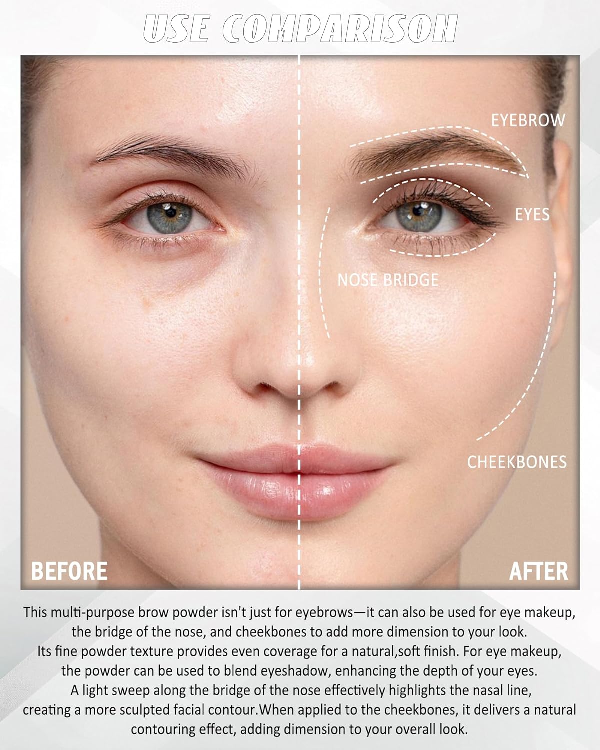 Eyebrow Powder Kit,3 Color Auburn Brown Black Gray Eye Brow Powder Palette with Razor Brush, Long Lasting Waterproof Brow Filler Fill & Sculpt Full Eyebrows, Thanksgiving Makeup Gift Set for Women-03