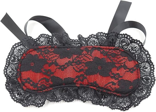 Soft Lace Eye Mask Party Ribbon Accessories, Eye Mask Comfortable Sleep Mask Can Be Adjusted to Shading Eyes, Travel,Home,Meditation,Shift Work (Rose Red)