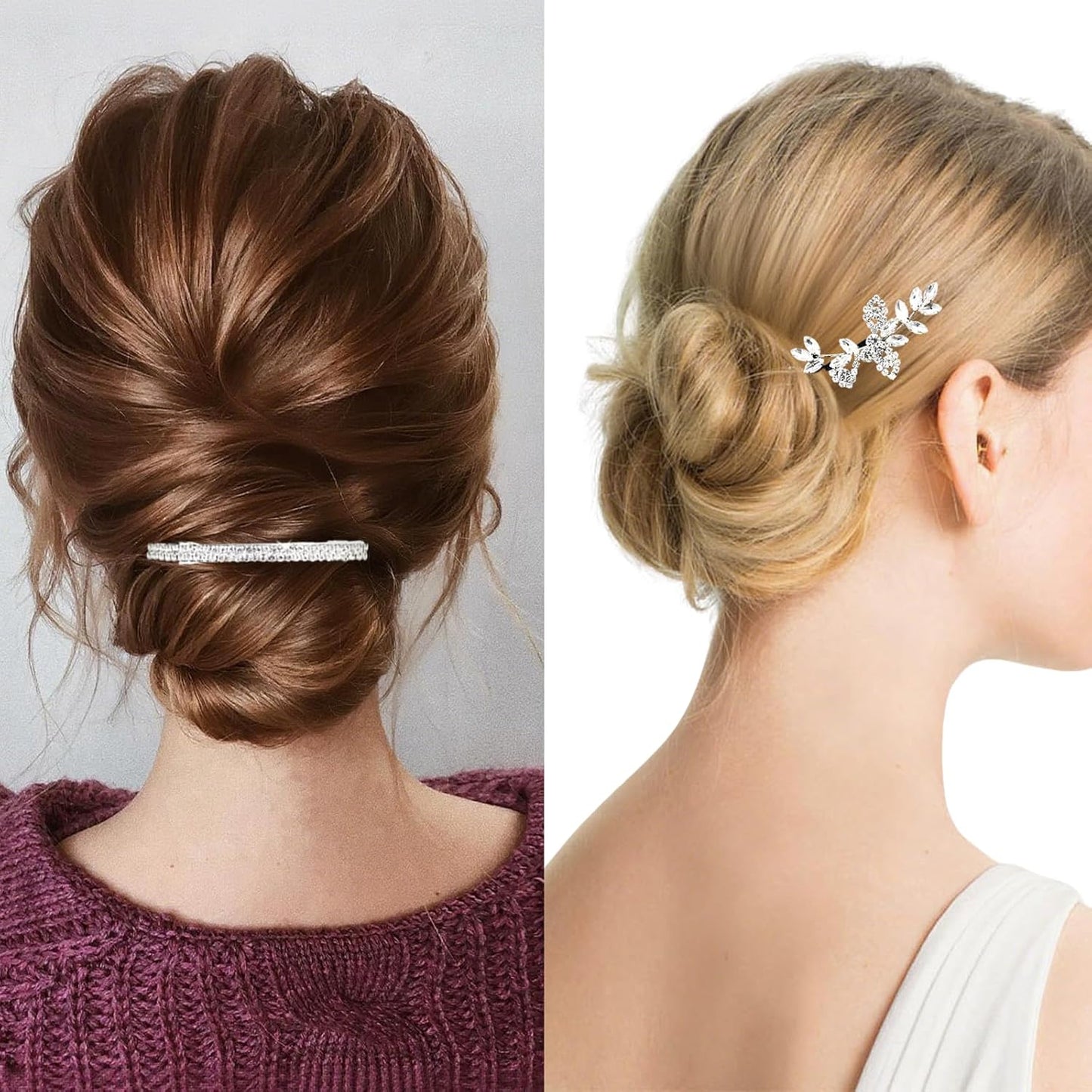 5 PCS Rhinestone Hair Clips Elegant Wedding Hair Pins Crystal Barrette Leaf Flower Bobby Pins Sparkly Fancy Hair Accessories for Women Brides Bridesmaids