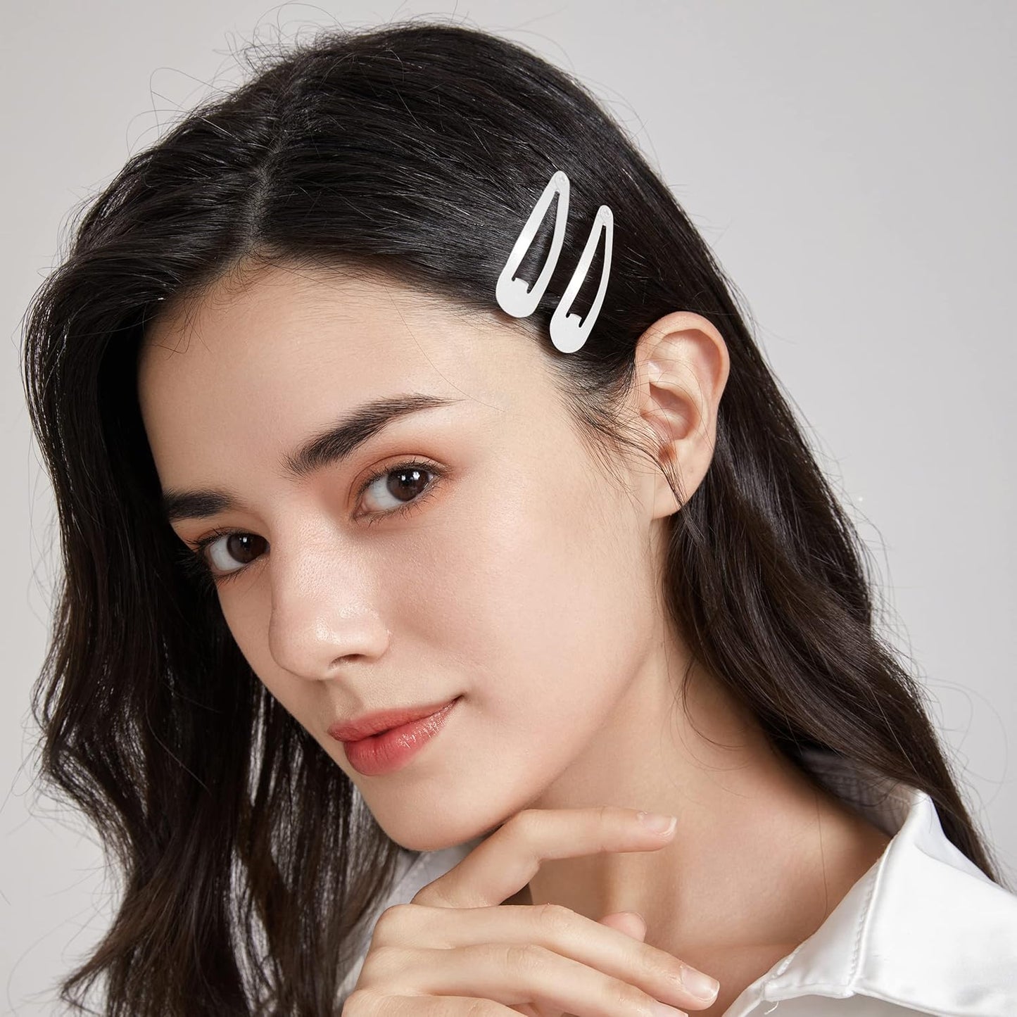 Dofash 5CM/2IN White Snap hair Clips Metal Hair Grips Hair Accessories For Women 12PCS (White)