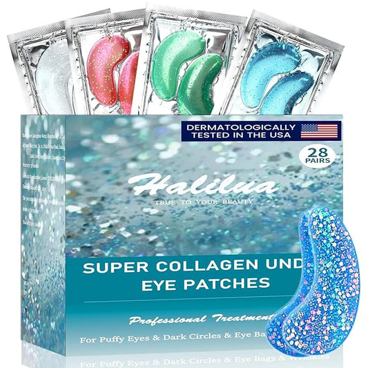 28 Pairs Collagen Eye Mask, Anti Wrinkle Eye Patches for Puffy Eyes and Dark Circles, Natural Marine Collagen Eye Gel Pads for Puffiness, Eye Treatment Skin Care for Puffiness Wrinkle Eye Bags
