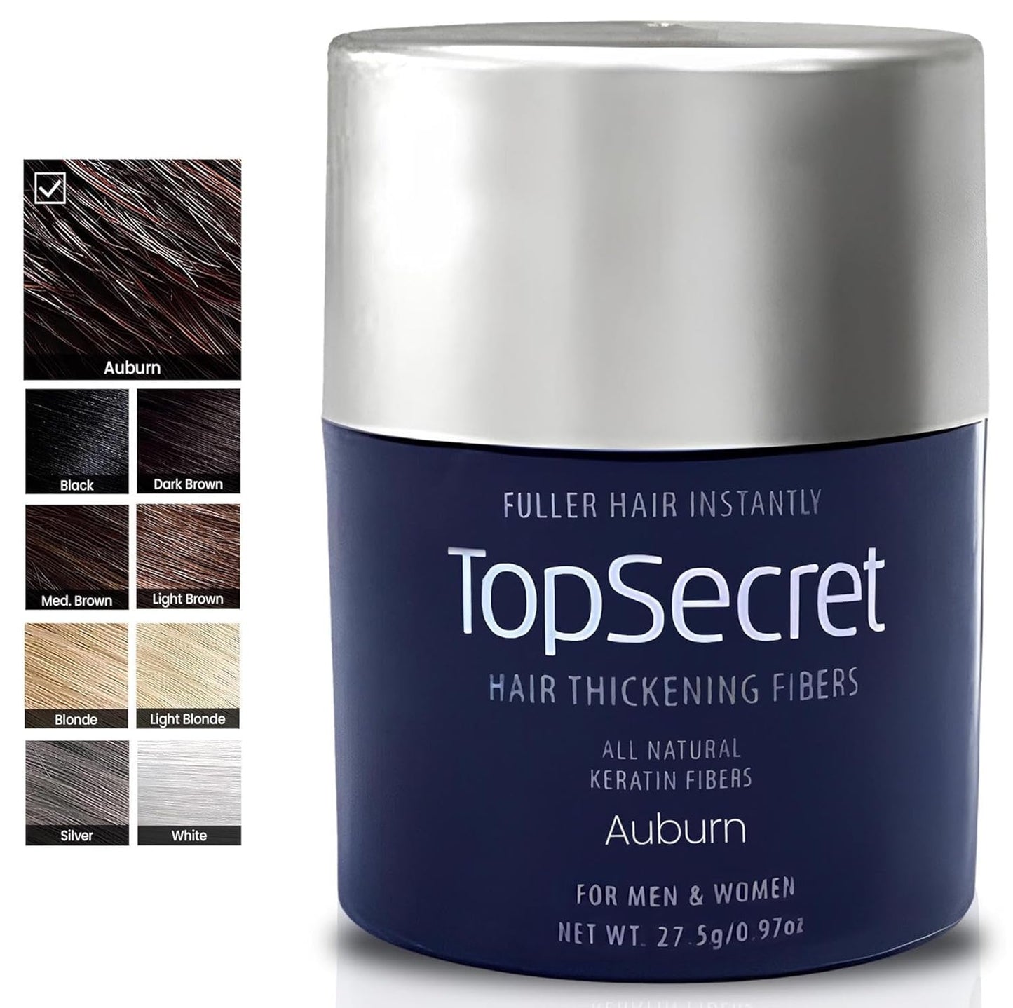 Top Secret Hair Thickening Building Fibers Refills - Undetectable & Natural Hair Filler - for Men & Women - Instantly Fill In Fine Thinning Hair - Weather & Sweat Resistant (Auburn, Travel)
