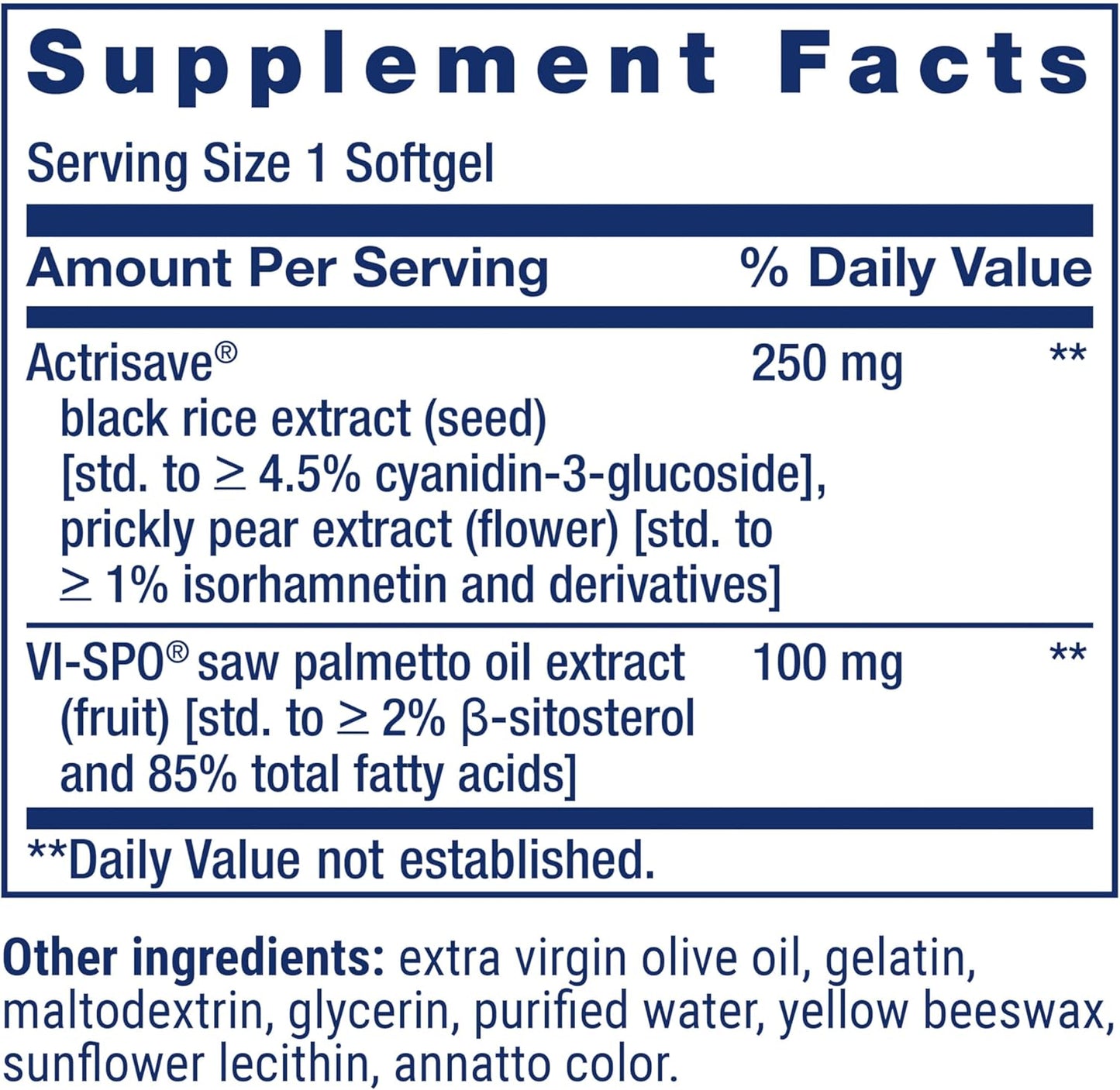 Life Extension Hair Growth for Men, ActriSave® Prickly pear and Black Rice, VI-SPO® Saw Palmetto, Supports Hair Growth, Fullness and Density, Non-GMO, 1-Daily, Gluten-Free, 30 softgels