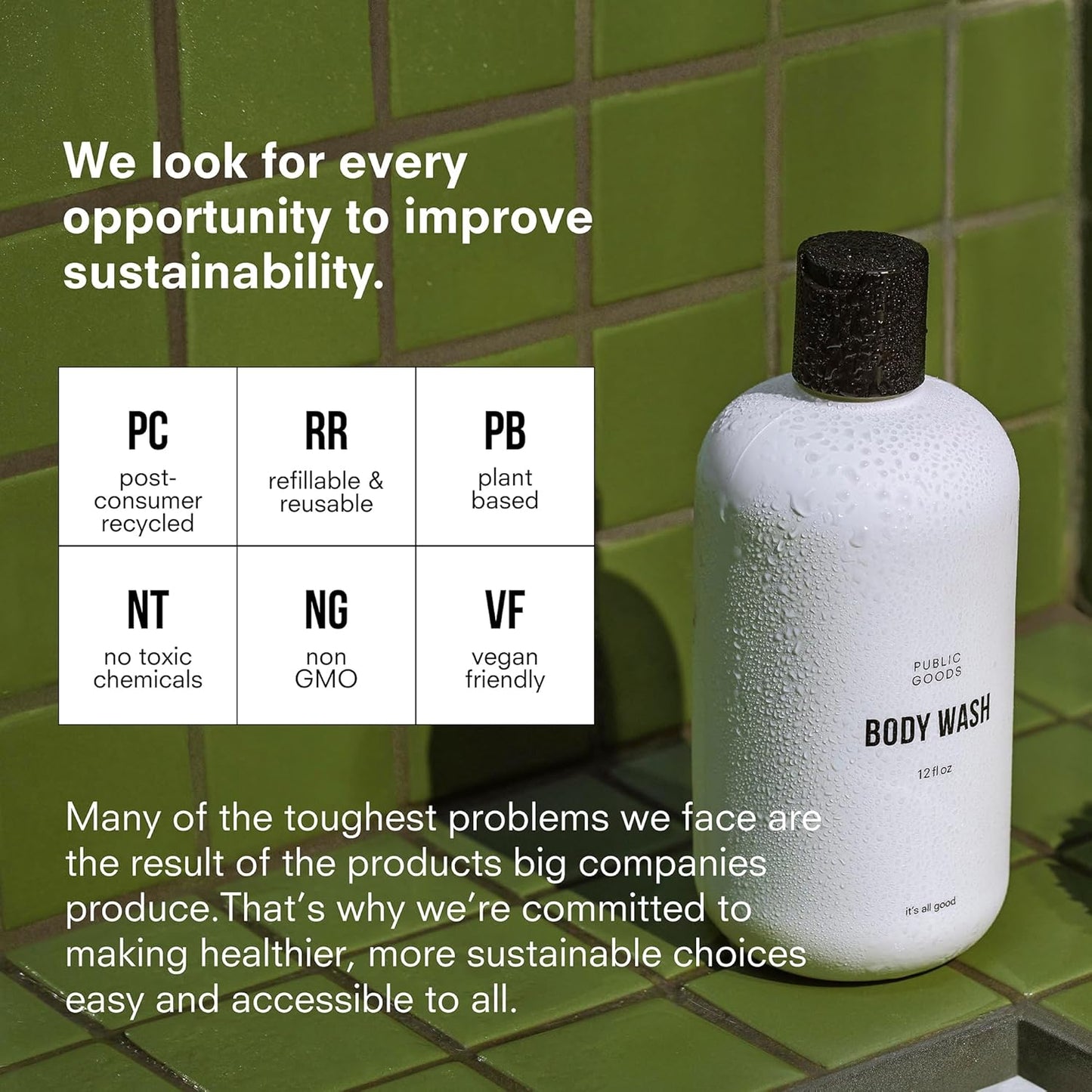 Public Goods Body Wash for Men and Women | Natural Soap for Bath & Shower | Body Scrub Made with Organic Essential Oils | Sulfate & Paraben Free | Vegan Friendly | 12 Fl Oz Bottle