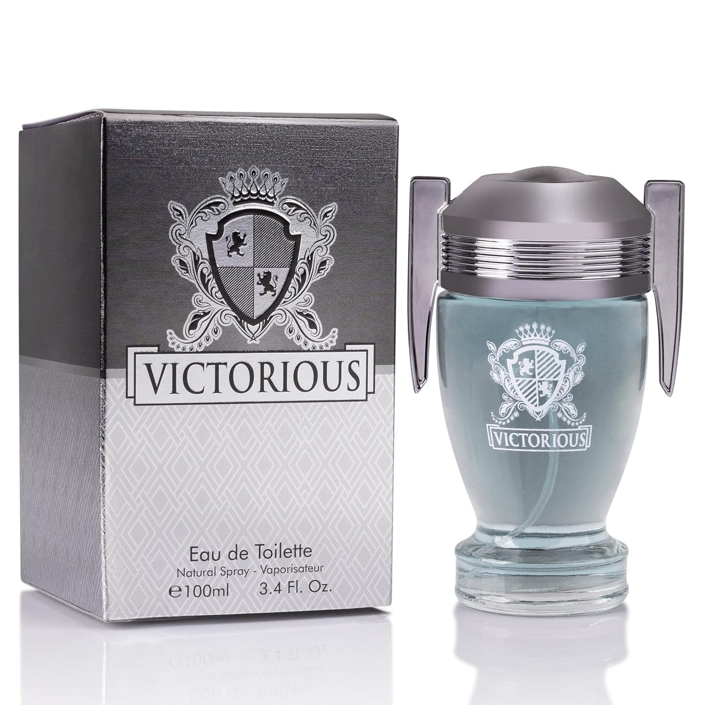 Victorious for Men Eau De Toilette - Woody & Aquatic Fragrance - Aromatic Bay Leaf & Jasmine & Woody Base of Guaiac Wood, Patchouli, Oak & Ambergris - Fresh & Sporty Composition - 100ml Spray Bottle