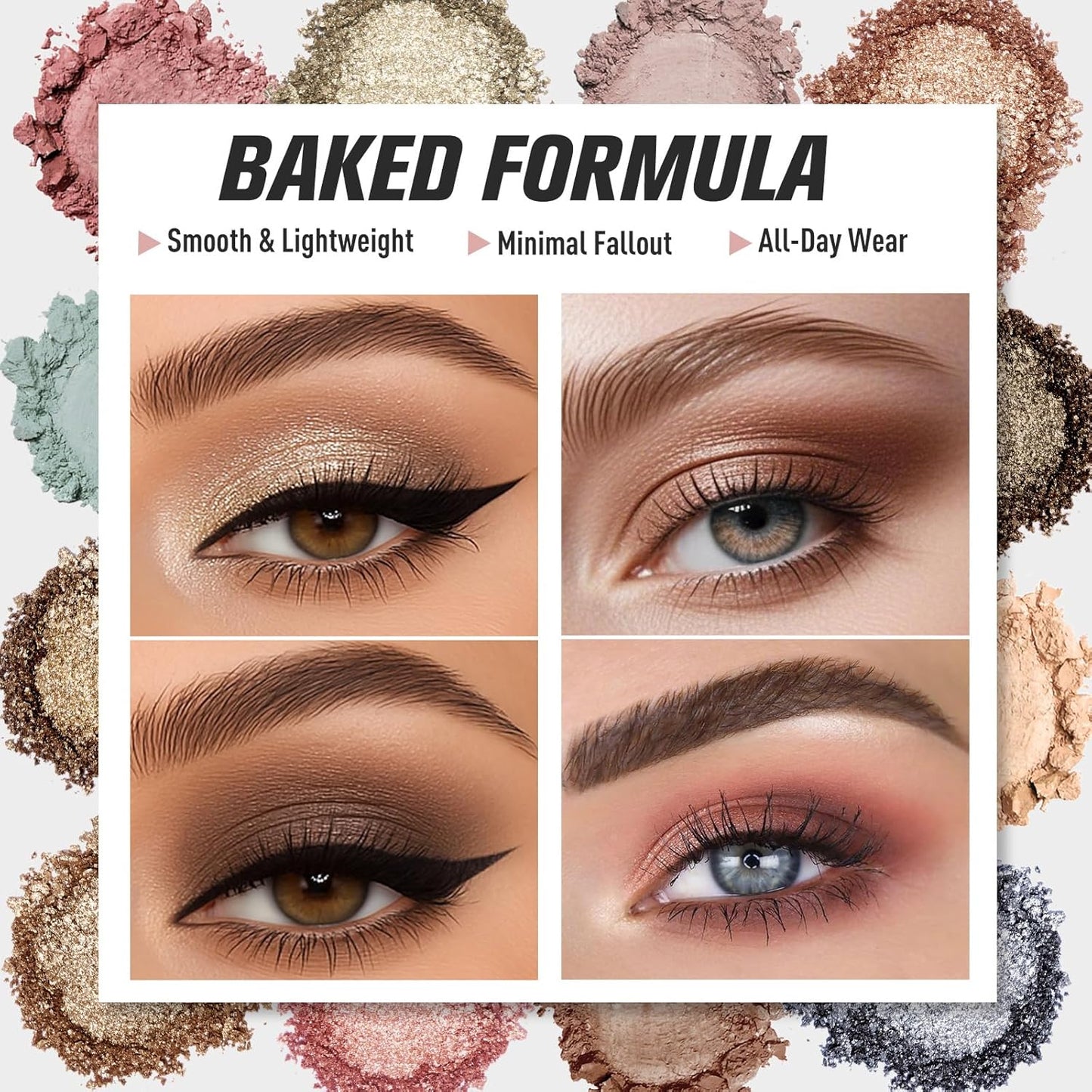 UCANBE Baked Eyeshadow Palette with 15PCS Brushes Makeup Set, 16 Color Natural Nude Matte Shimmer Metallic Eye Shadow Make Up Pallet for Women Girls, High Pigmented Long Lasting Waterproof