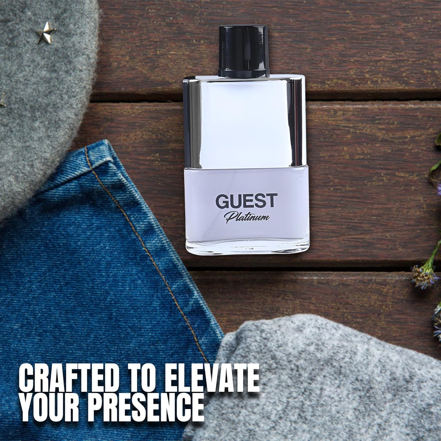 Guest Platinum Sensual Woody Fragrance for Men | Long Lasting Cologne Aromatic Scent, Eau de Parfum Natural Spray - Great Holiday Gift, 3.4 Fl Oz/100 Ml