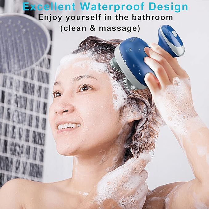 Electric Scalp Massager, Portable Rechargeable Head Massager with 8 Removable Massage Claws, Waterproof Handheld Hair Scalp Scratcher for Full-Body Massage and Stress Relax