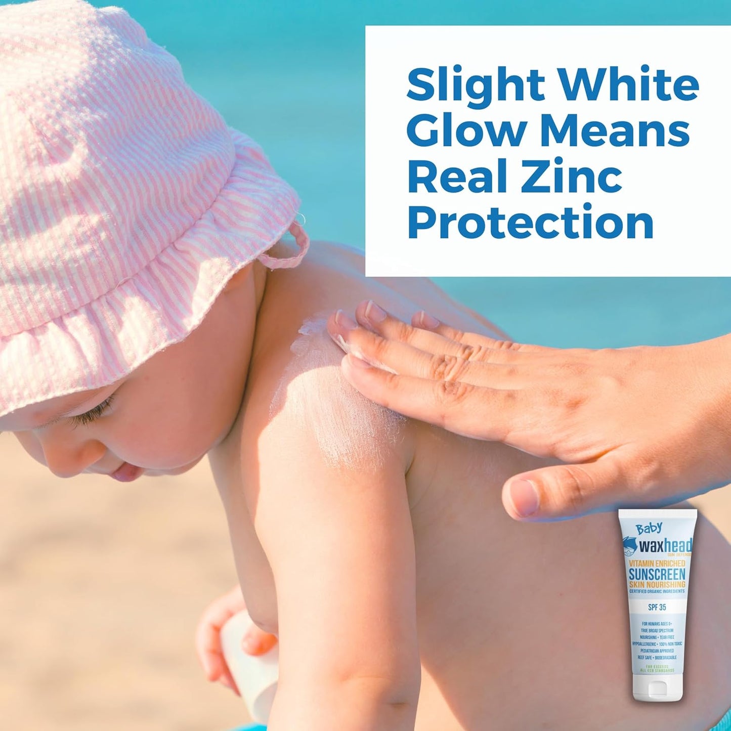 Waxhead Baby Sunscreen SPF 35 – Non-nano Zinc Oxide Mineral Lotion for 6-12 months Babies + 12-24 Toddlers | Natural Tear‑Free + Organic Hypoallergenic, Pediatrician‑Recommended Sunblock (4 oz)