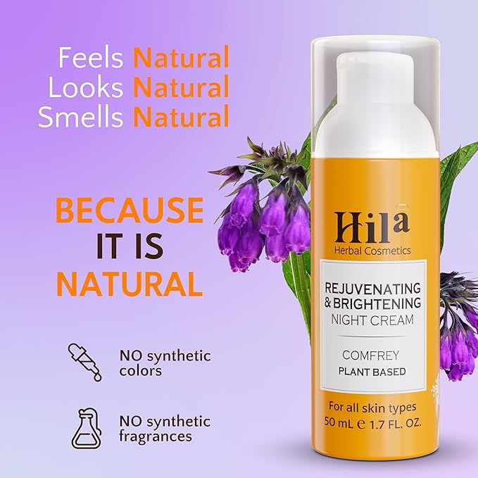 Rejuvenating, Brightening & Nourishing Night Cream for Face - Vitamin E Cream for All Skin Types, Restorative Night Moisturizer, Brightening Cream for Face - Comfrey, 50ml