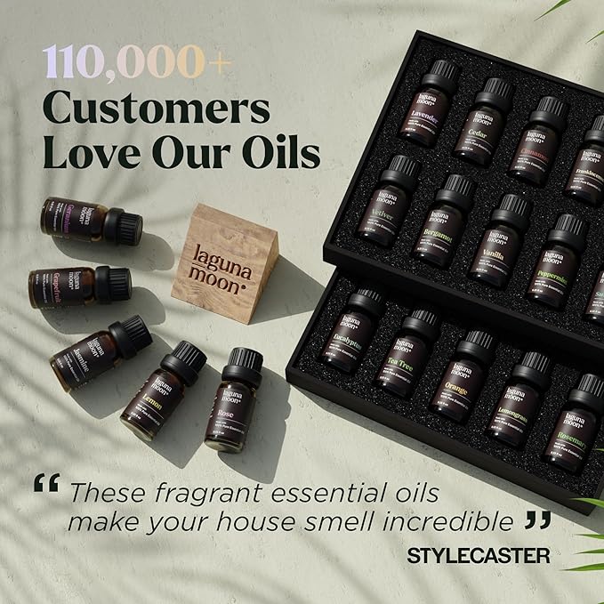 Essential Oils Set - Top 20 Gift Set Oils for Diffusers, Humidifiers, Soaps, Aromatherapy, Candle Making Scents, Cars & Home Products - Peppermint, Tea Tree, Lavender, Eucalyptus, Lemongrass (10mL)