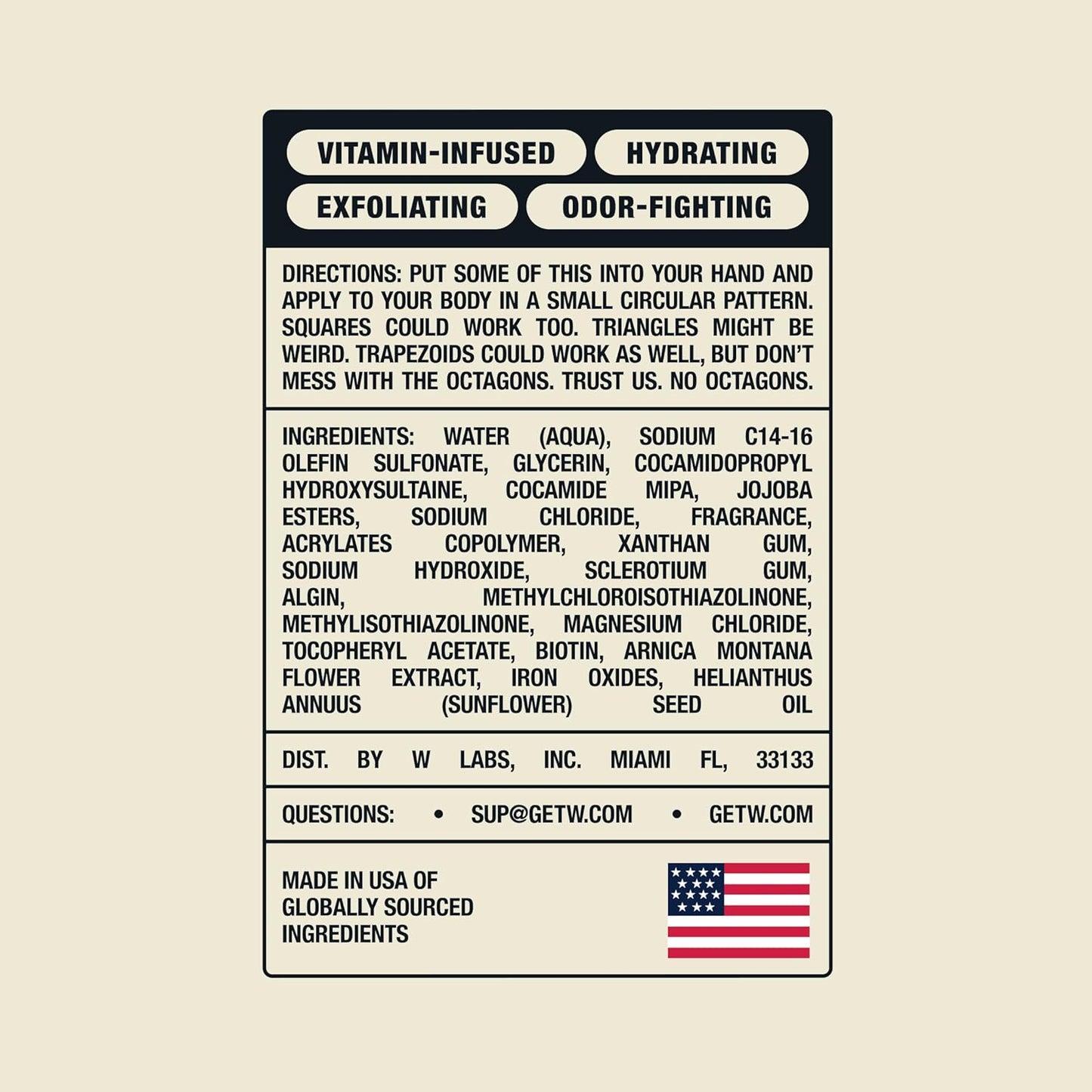 W By Jake Paul Exfoliating Body Wash for Men, Vitamin-Infused, Hydrating Shower Gel, Deep Woods, 18 fl oz