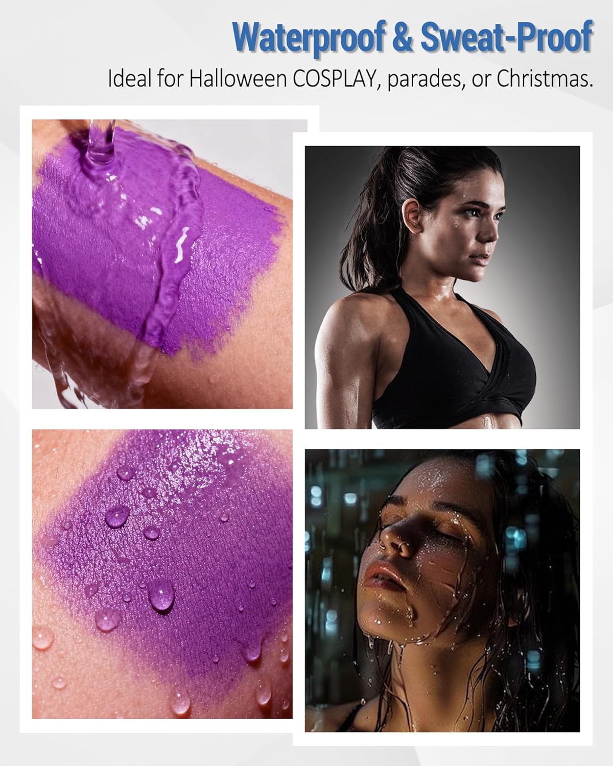 Purple Face Body Paint Stick, Waterproof Highly Pigmented Full Purple Body Paint for Adults, Eye Black Stick for Baseball Football Sports, Face Painting for SFX Cosplay Halloween Makeup-07