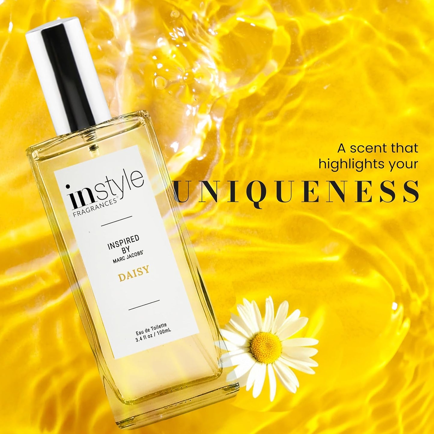 Instyle Fragrances, Inspired by Marc Jacobs' Daisy, Women’s Eau de Toilette, CLEAN, Vegan, Paraben-Free, Never Tested on Animals, 3.4 Fluid Ounces