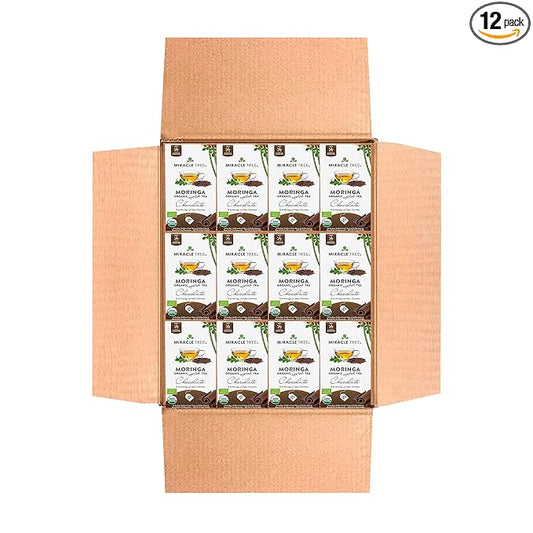 Miracle Tree - 12 Count of Organic Moringa Superfood Tea, 25 Individually Sealed Tea Bags, Chocolate (Keto, Detox, Energy/Immunity Booster, Vegan, Gluten-Free, Organic, Non-GMO, Caffeine-Free)